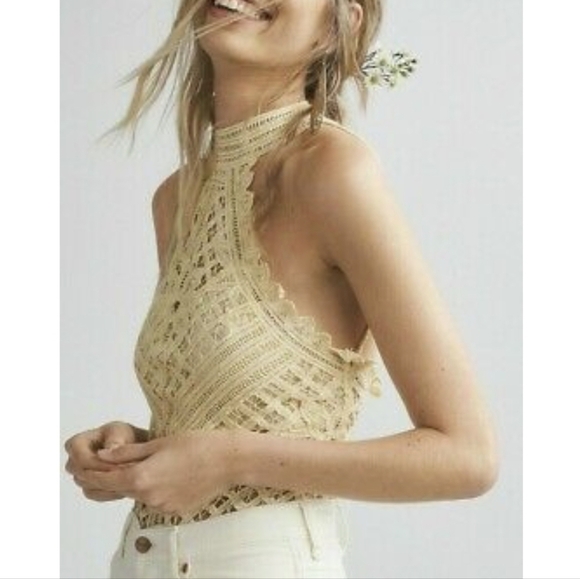 Free PEOPLE intimately be my Battenburg crochet lace tie up bodysuit white xs - Picture 3 of 13